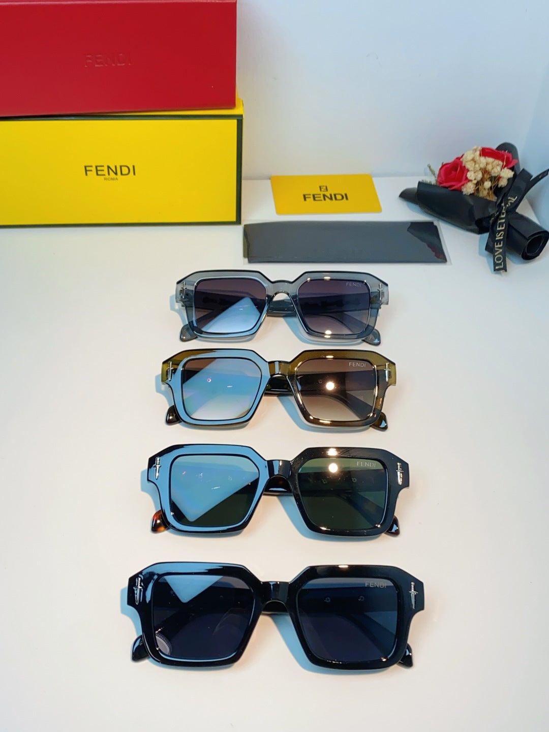 Fendi Metal Square Brown Lens Sunglasses for Men & Women - detail image 12