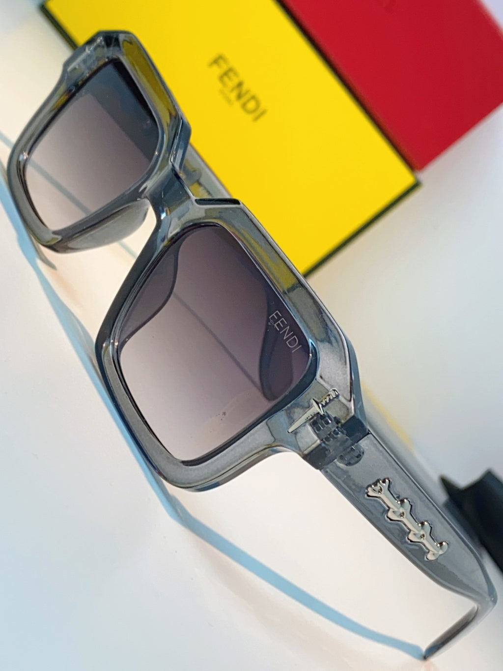 Fendi Metal Square Gray Lens Sunglasses for Men & Women - detail image 7