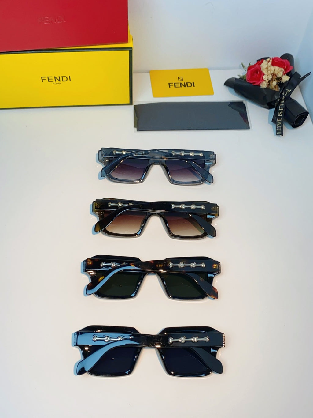 Fendi Metal Square Brown Lens Sunglasses for Men & Women - detail image 11