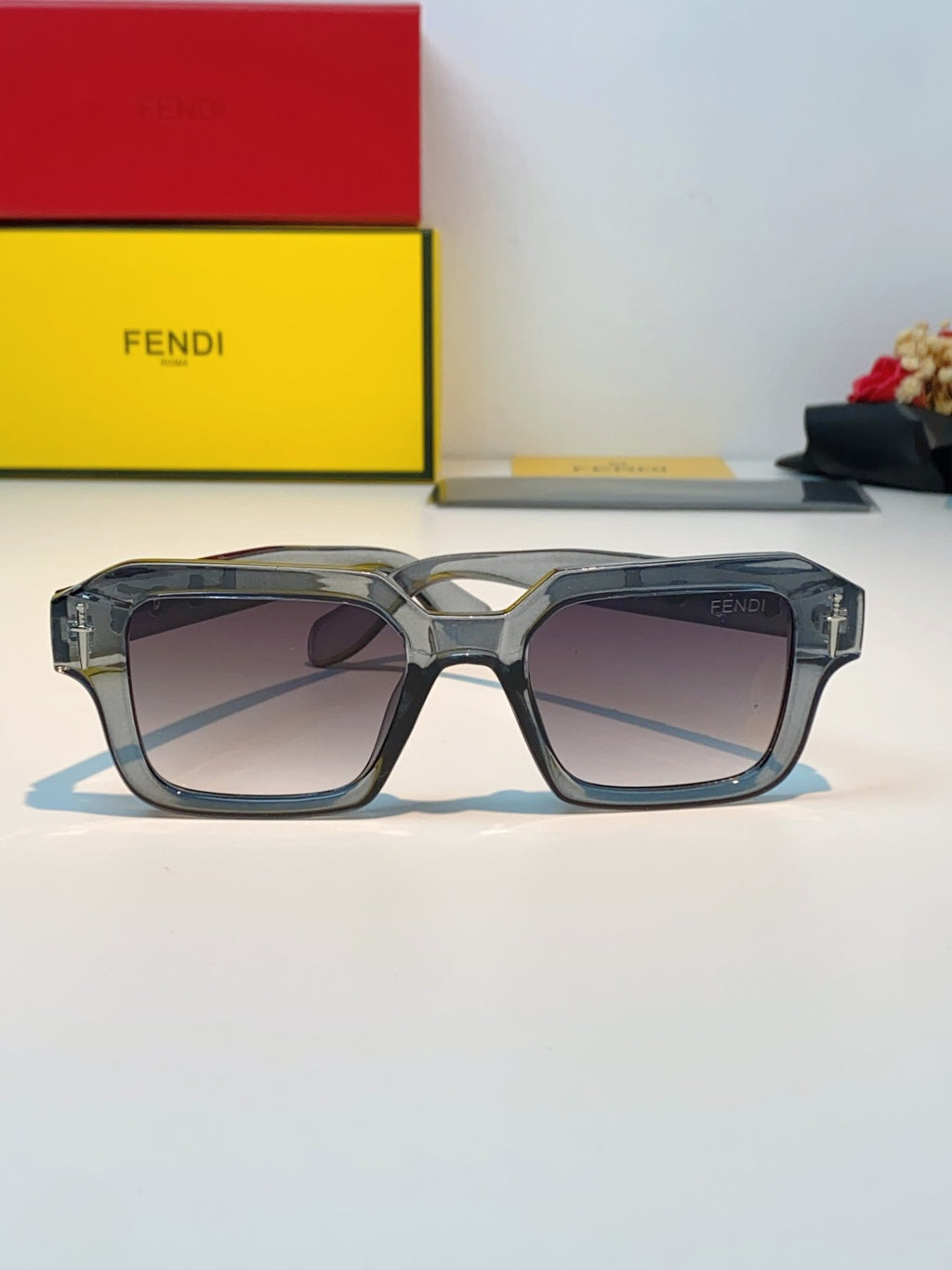 Fendi Metal Square Gray Lens Sunglasses for Men & Women - detail image 2