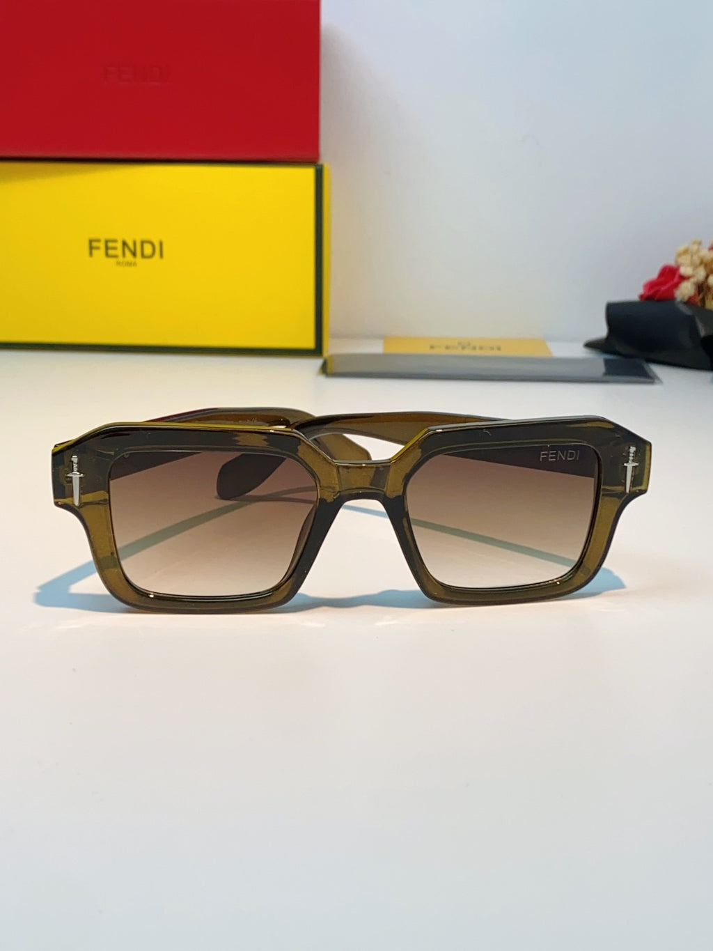 Fendi Metal Square Brown Lens Sunglasses for Men & Women - 466187 - detail image 2