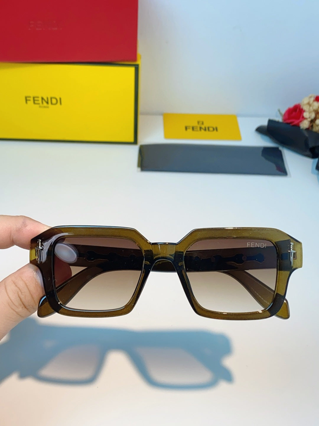 Fendi Metal Square Brown Lens Sunglasses for Men & Women - 466187 - detail image 4