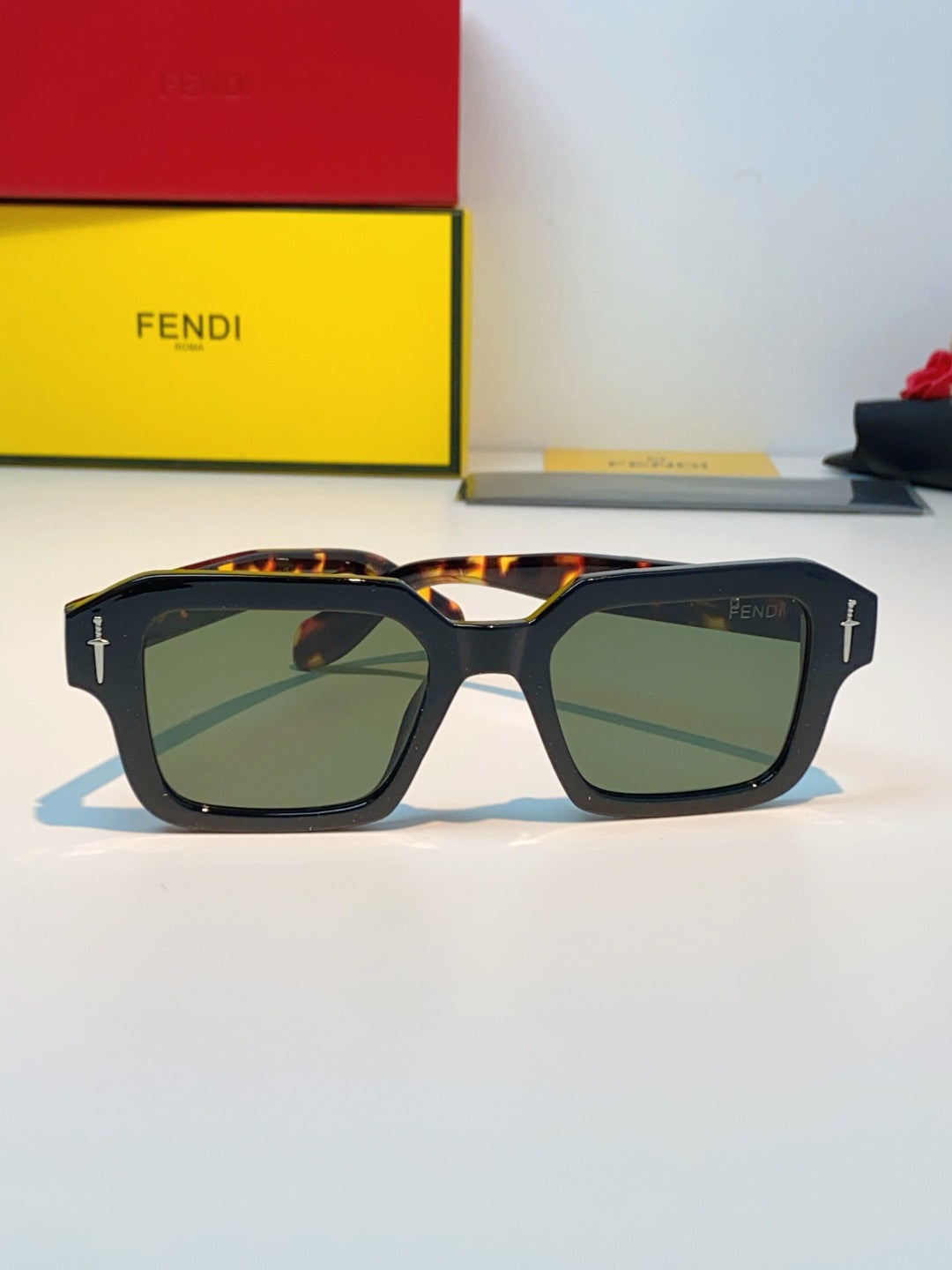 Fendi Metal Square Brown Lens Sunglasses for Men & Women - detail image 2