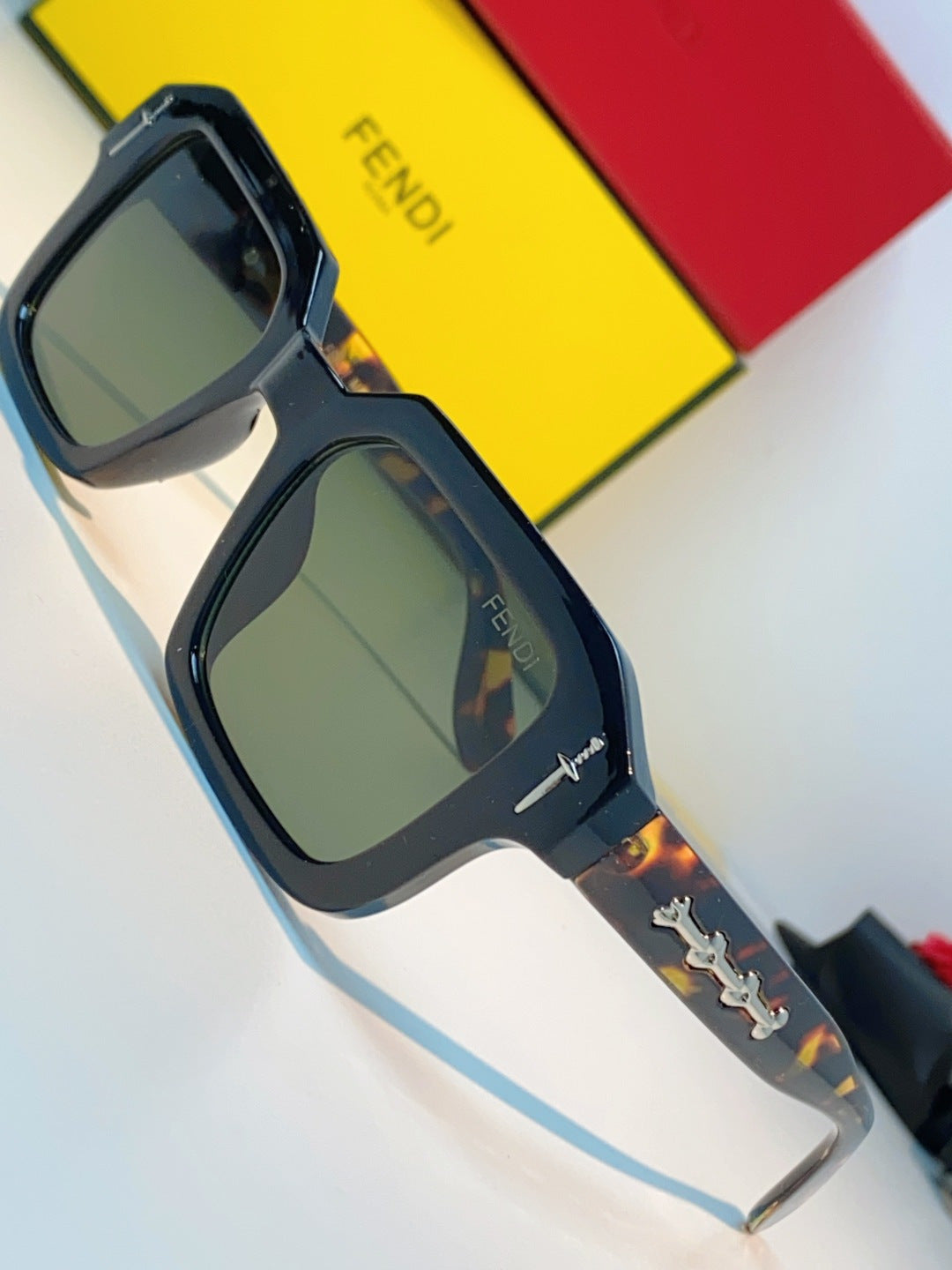 Fendi Metal Square Brown Lens Sunglasses for Men & Women - detail image 7