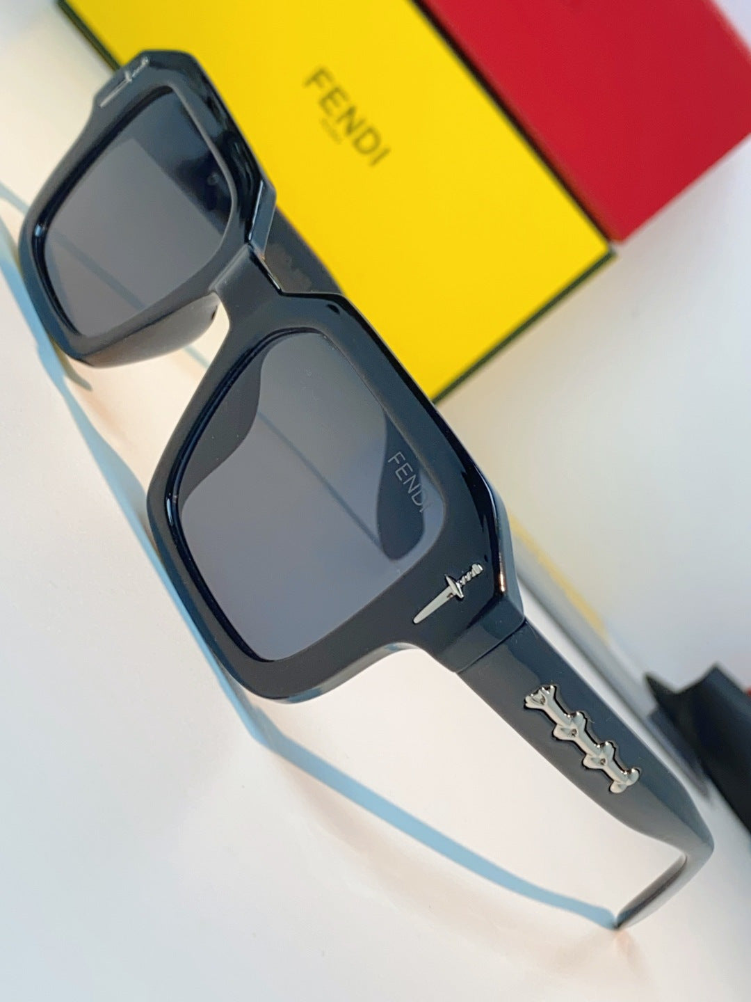 Fendi Metal Square Black Lens Sunglasses for Men & Women - detail image 7