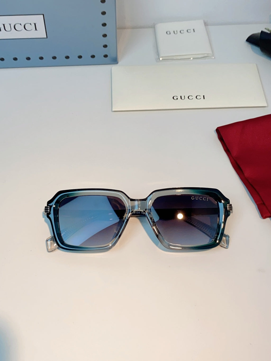 Gucci Metal Square Gray Lens Sunglasses for Men & Women - detail image 10