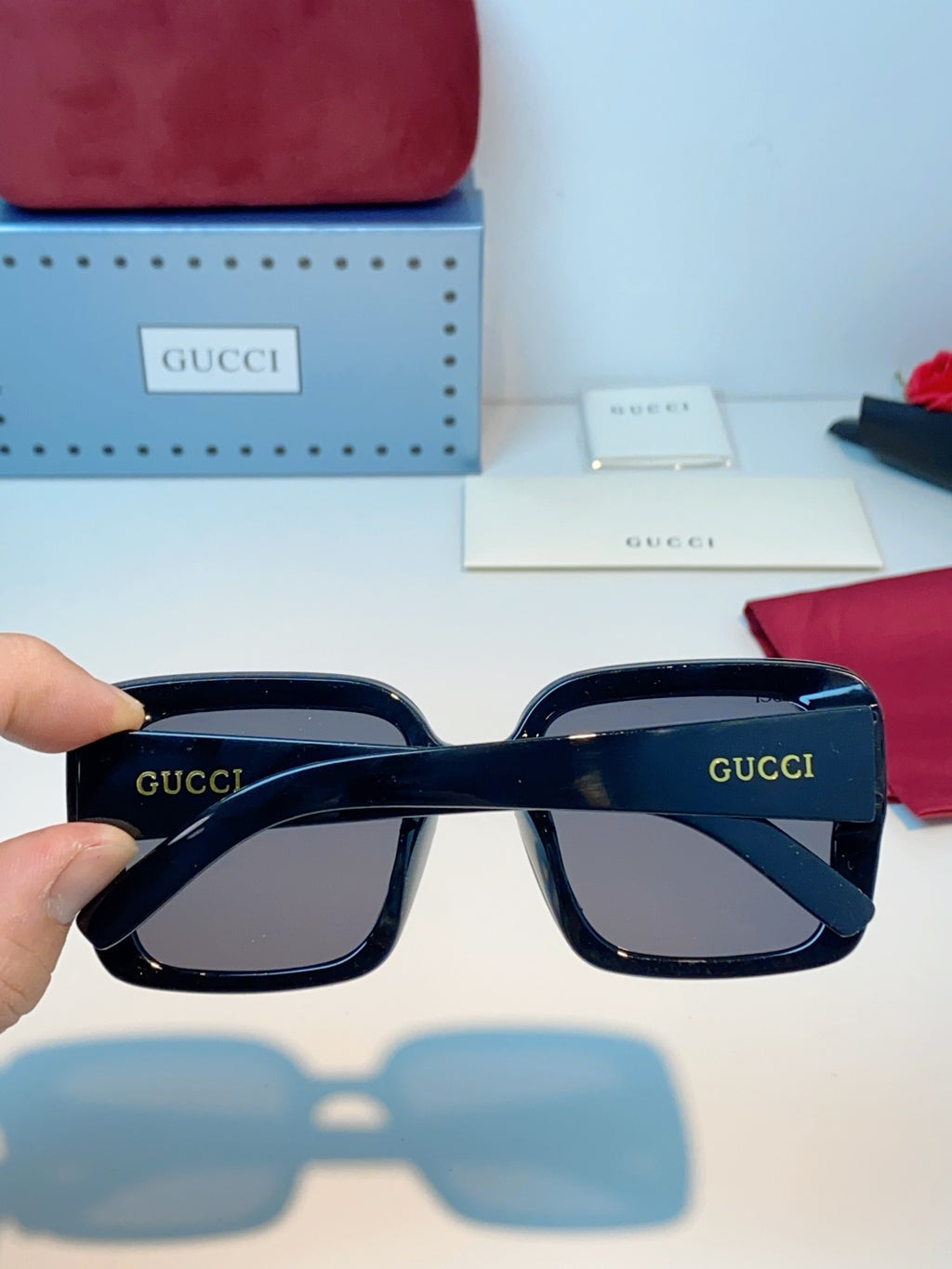Gucci Square Blue Lens Sunglasses for Men & Women - 464964 - detail image 5