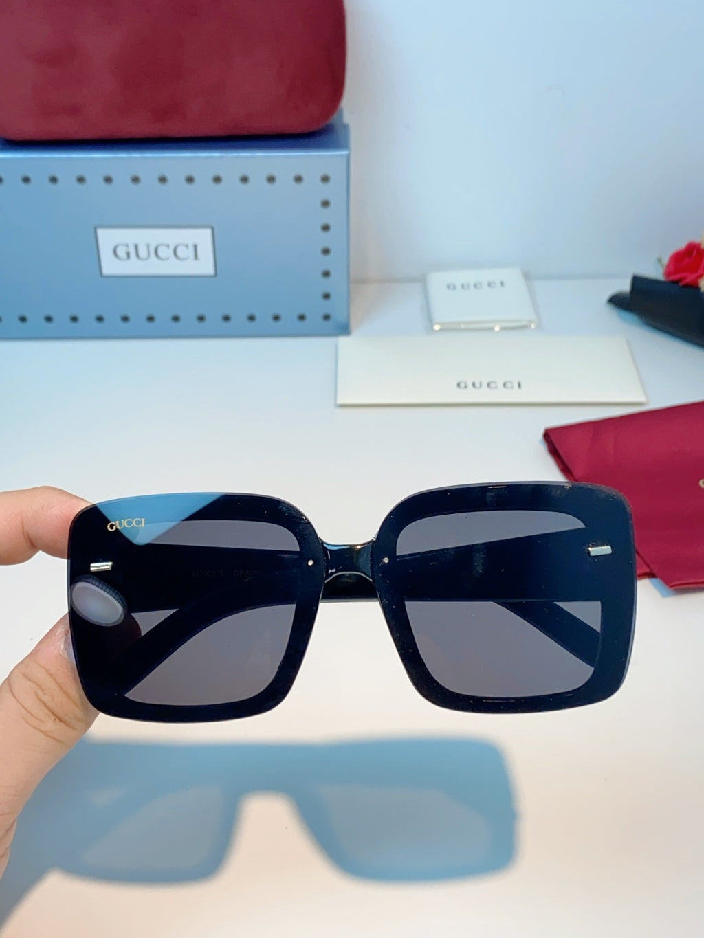 Gucci Square Blue Lens Sunglasses for Men & Women - 464964 - detail image 4