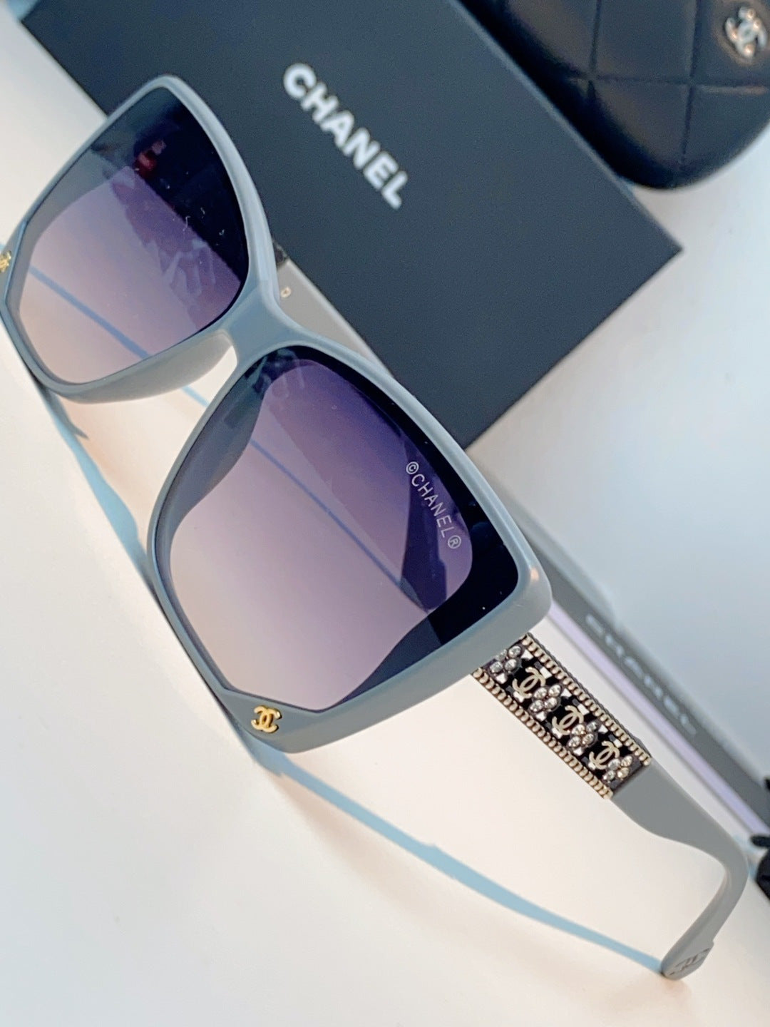 Chanel Cat-Eye Gray Lens Sunglasses for Women - 465189 - detail image 7
