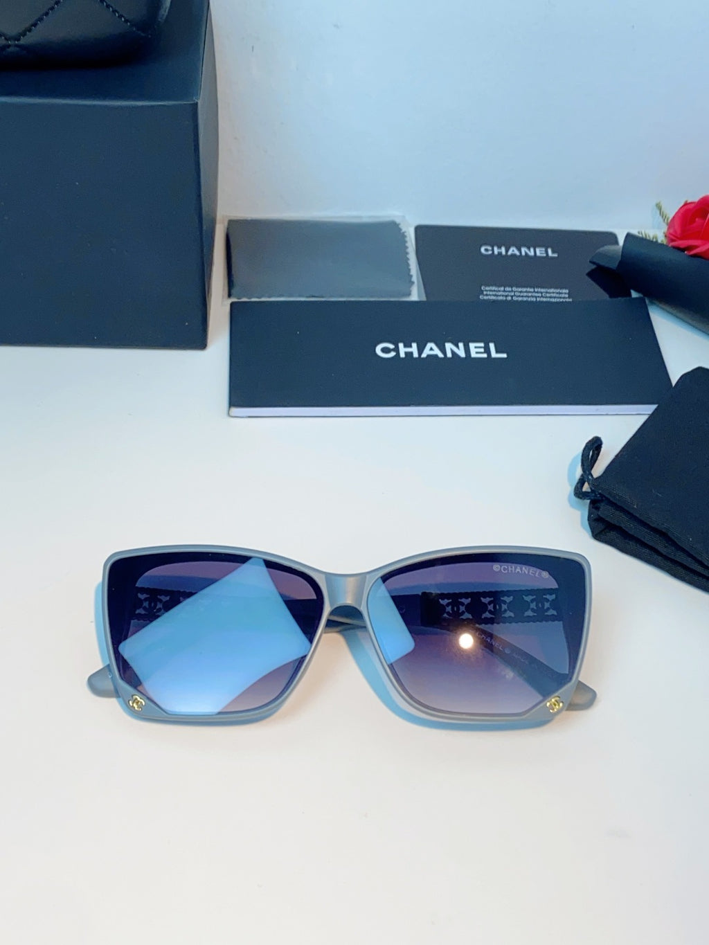 Chanel Cat-Eye Gray Lens Sunglasses for Women - 465189 - detail image 9