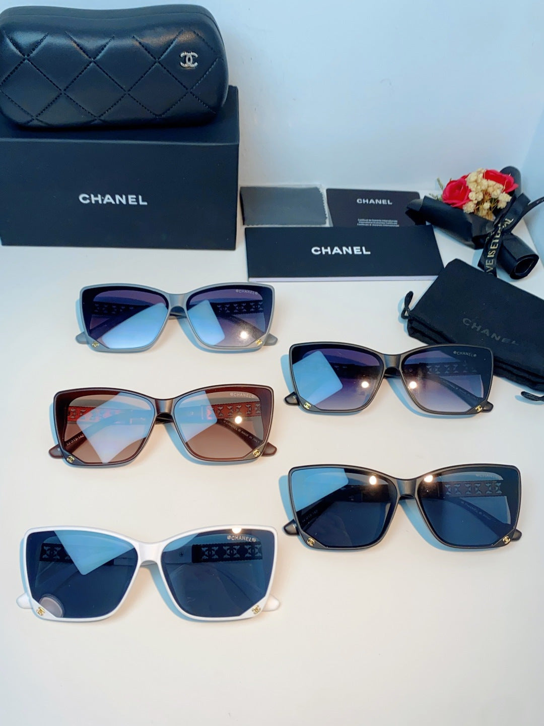 Chanel Cat-Eye Blue Lens Sunglasses for Women - 465191 - detail image 12