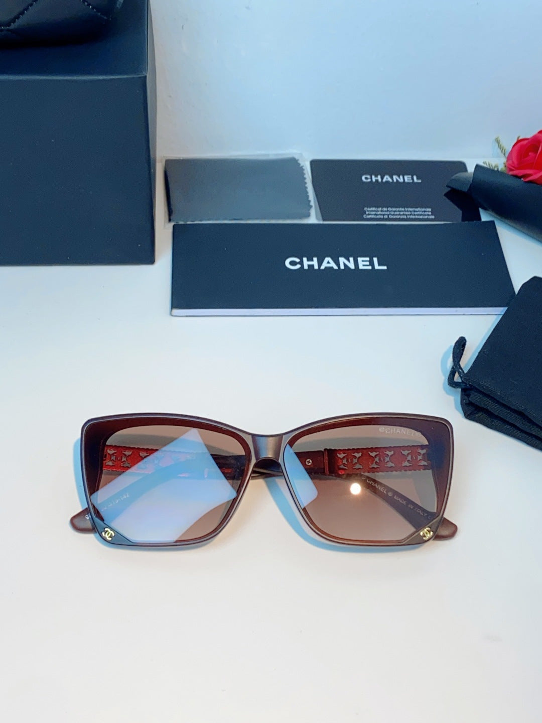 Chanel Cat-Eye Red Lens Sunglasses for Women - detail image 9