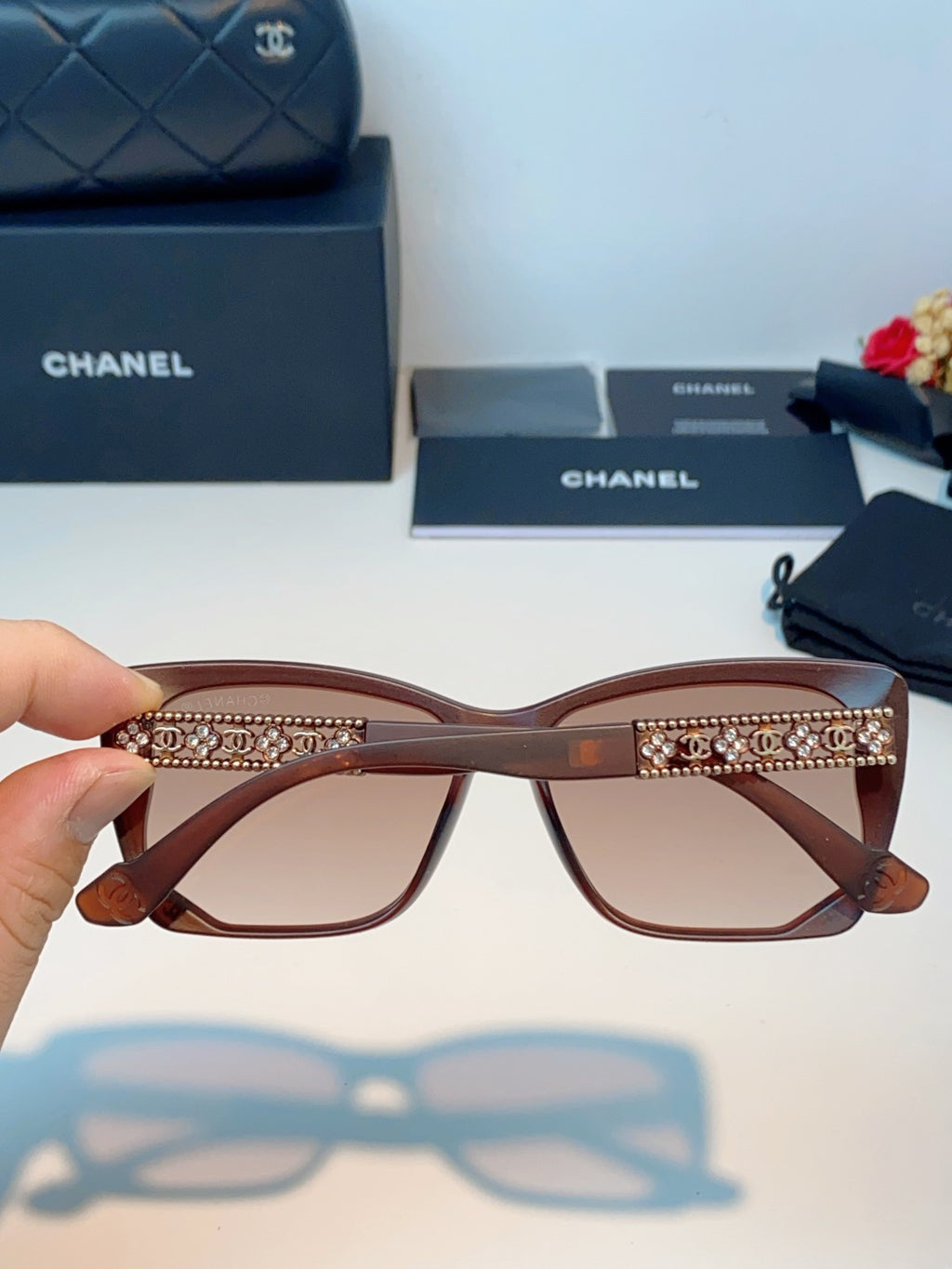 Chanel Cat-Eye Red Lens Sunglasses for Women - detail image 5