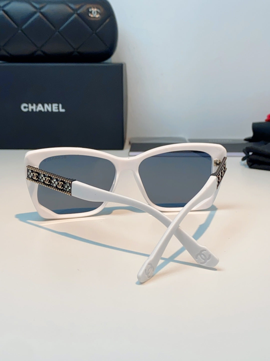 Chanel Cat-Eye Blue Lens Sunglasses for Women - 465191 - detail image 3
