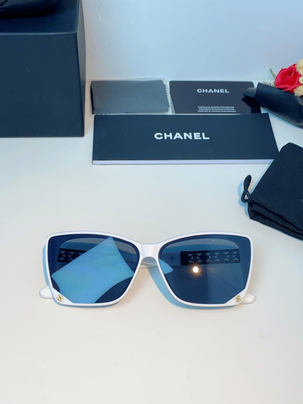 Chanel Cat-Eye Blue Lens Sunglasses for Women - 465191 - detail image 9