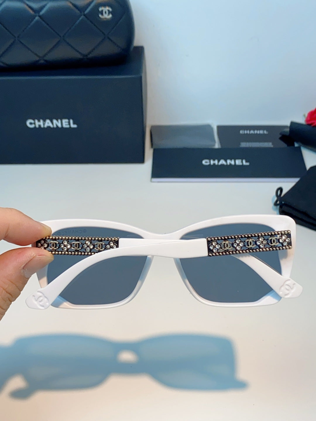 Chanel Cat-Eye Blue Lens Sunglasses for Women - 465191 - detail image 5