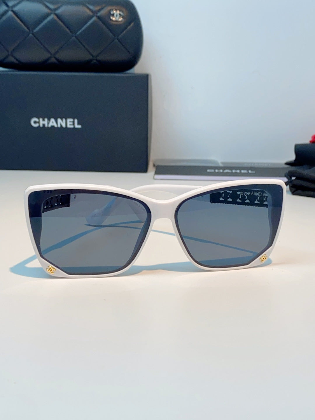 Chanel Cat-Eye Blue Lens Sunglasses for Women - 465191 - detail image 2