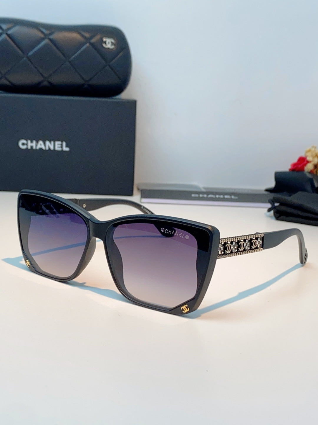 Chanel Cat-Eye Blue Lens Sunglasses for Women