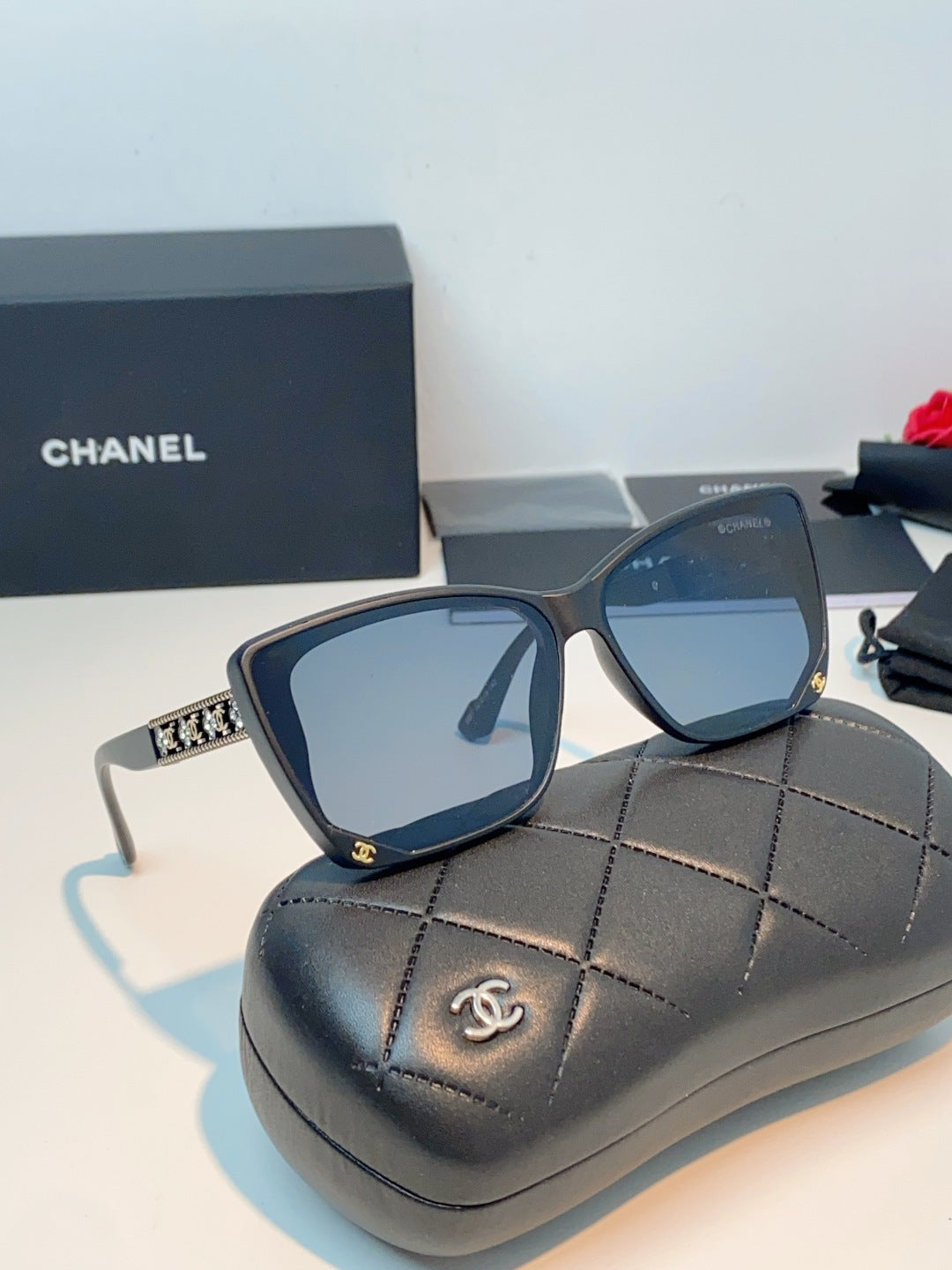 Chanel Cat-Eye Gray Lens Sunglasses for Women - detail image 11