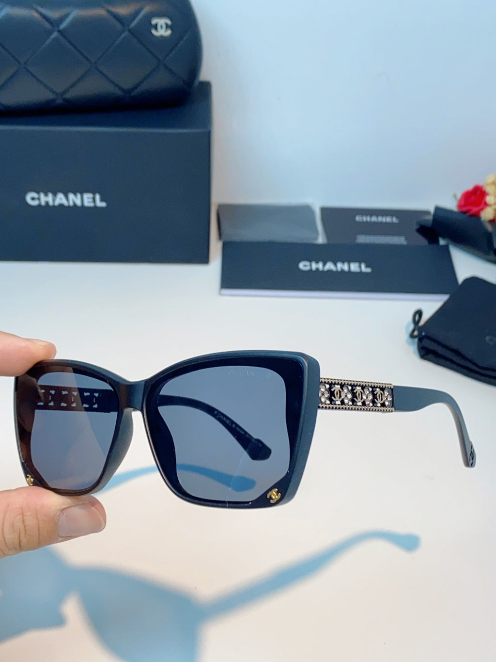 Chanel Cat-Eye Gray Lens Sunglasses for Women - detail image 6