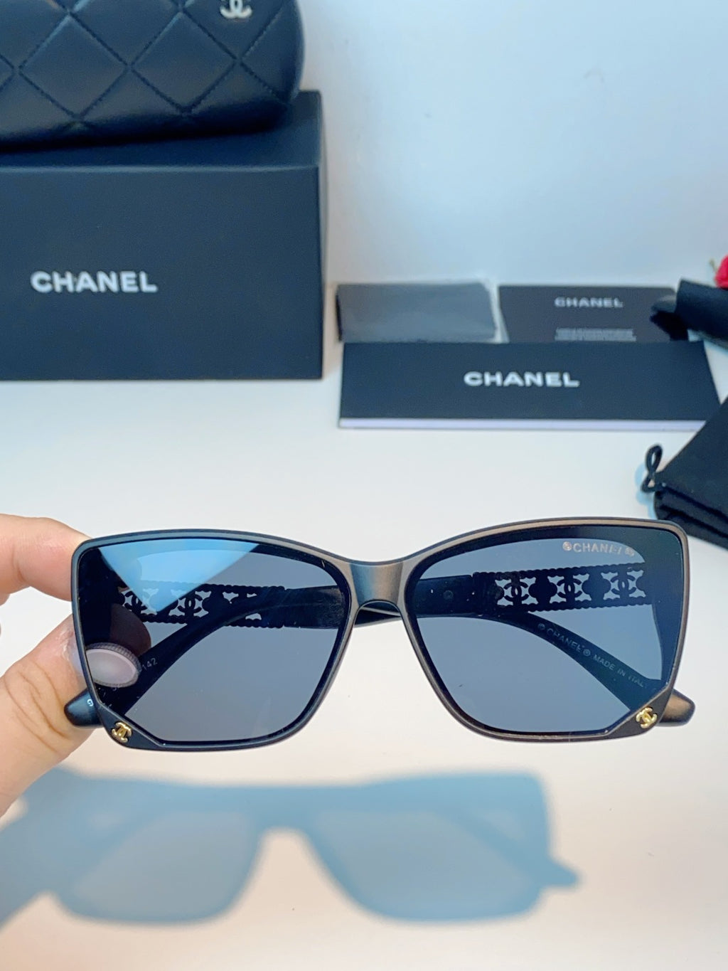 Chanel Cat-Eye Gray Lens Sunglasses for Women - detail image 4