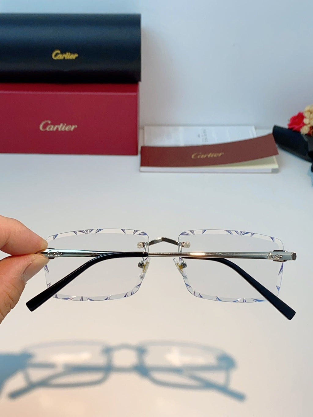 Cartier Lightweight Rimless Silver Lens Sunglasses for Men & Women - 487357 - detail image 5