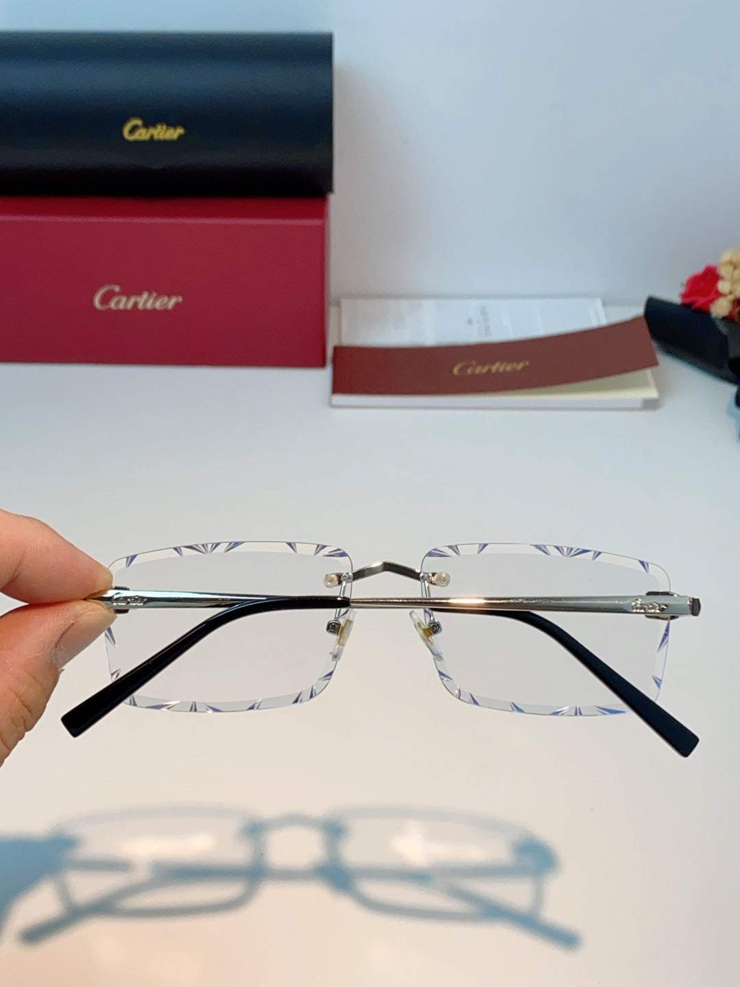Cartier Lightweight Rimless Silver Lens Sunglasses for Men & Women - 487357 - detail image 5