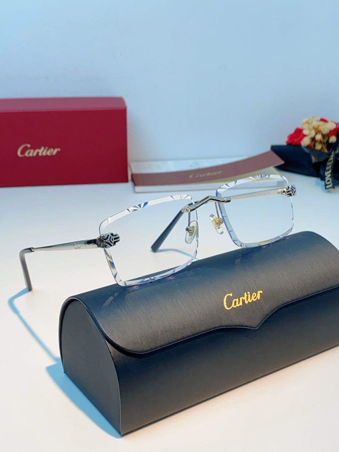 Cartier Lightweight Rimless Silver Lens Sunglasses for Men & Women - 487357 - detail image 10