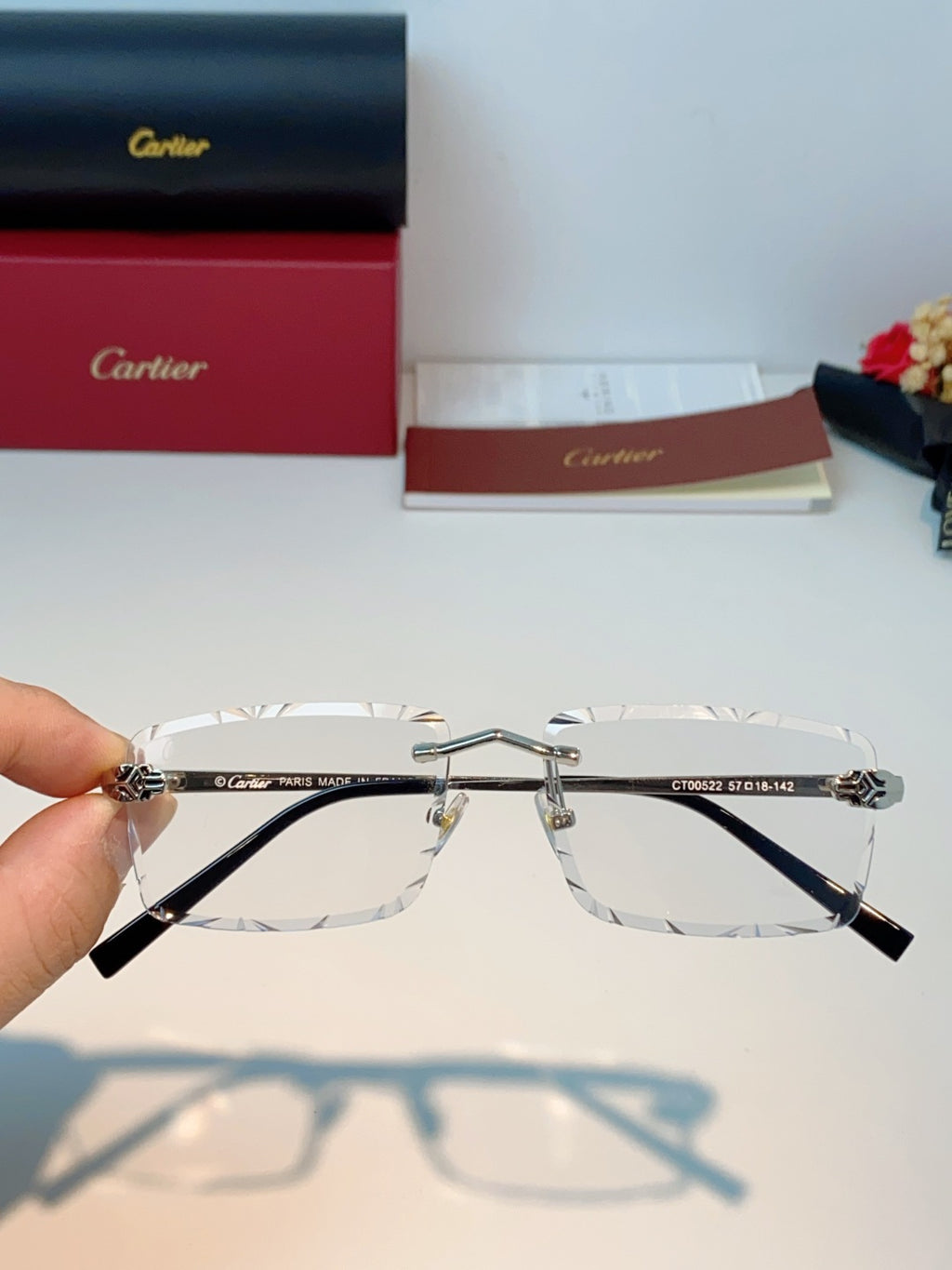 Cartier Lightweight Rimless Silver Lens Sunglasses for Men & Women - 487357 - detail image 4
