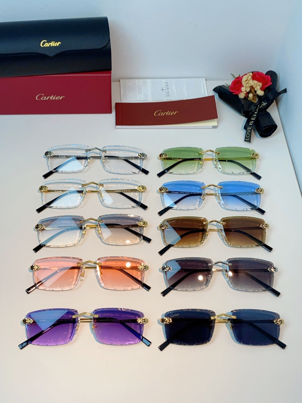 Cartier Lightweight Rimless Gray Lens Sunglasses for Men & Women - 487366 - detail image 12