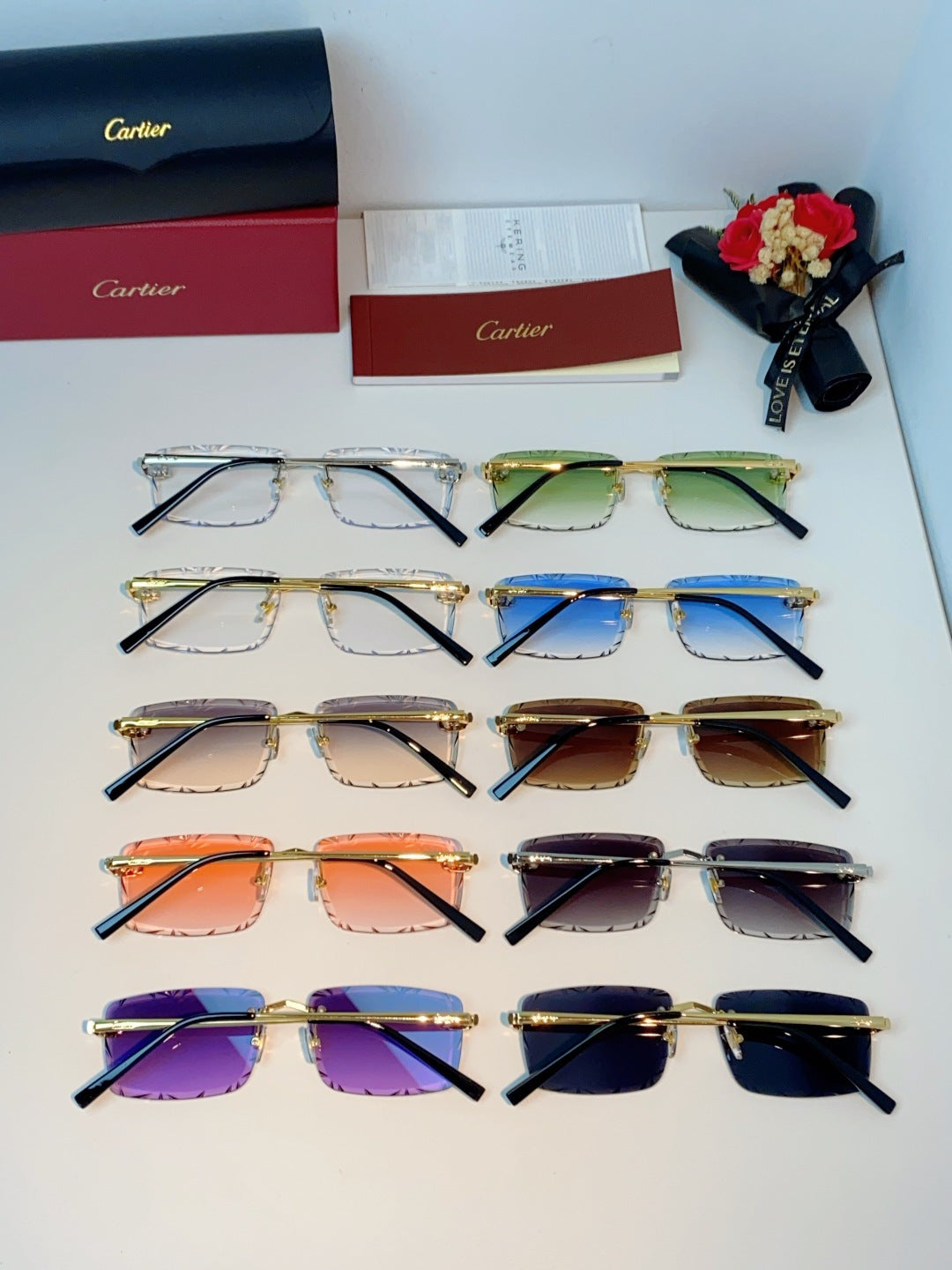 Cartier Lightweight Rimless Silver Lens Sunglasses for Men & Women - 487359 - detail image 11