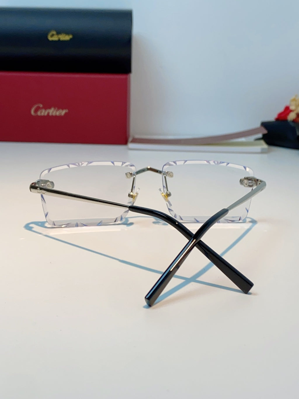 Cartier Lightweight Rimless Silver Lens Sunglasses for Men & Women - 487357 - detail image 3