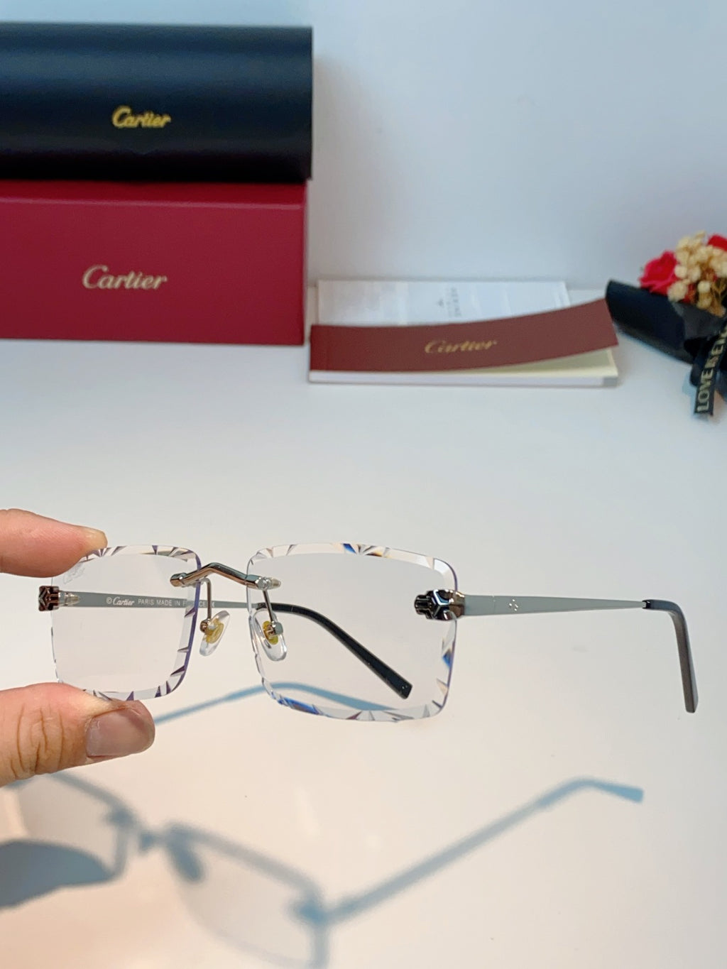 Cartier Lightweight Rimless Silver Lens Sunglasses for Men & Women - 487357 - detail image 6