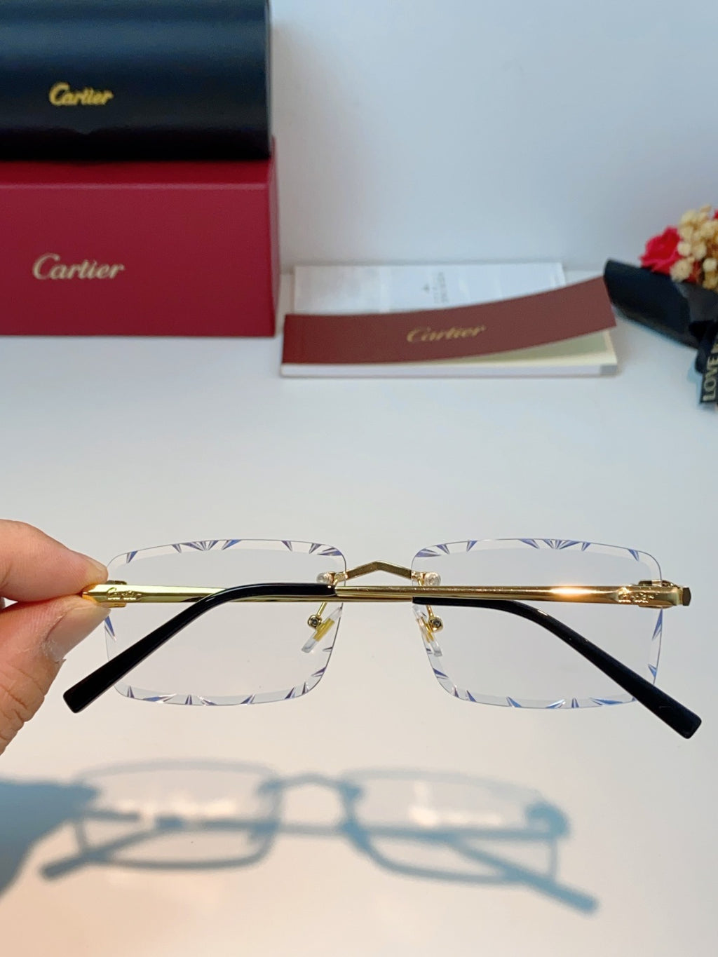 Cartier Lightweight Rimless Silver Lens Sunglasses for Men & Women - 487358 - detail image 5