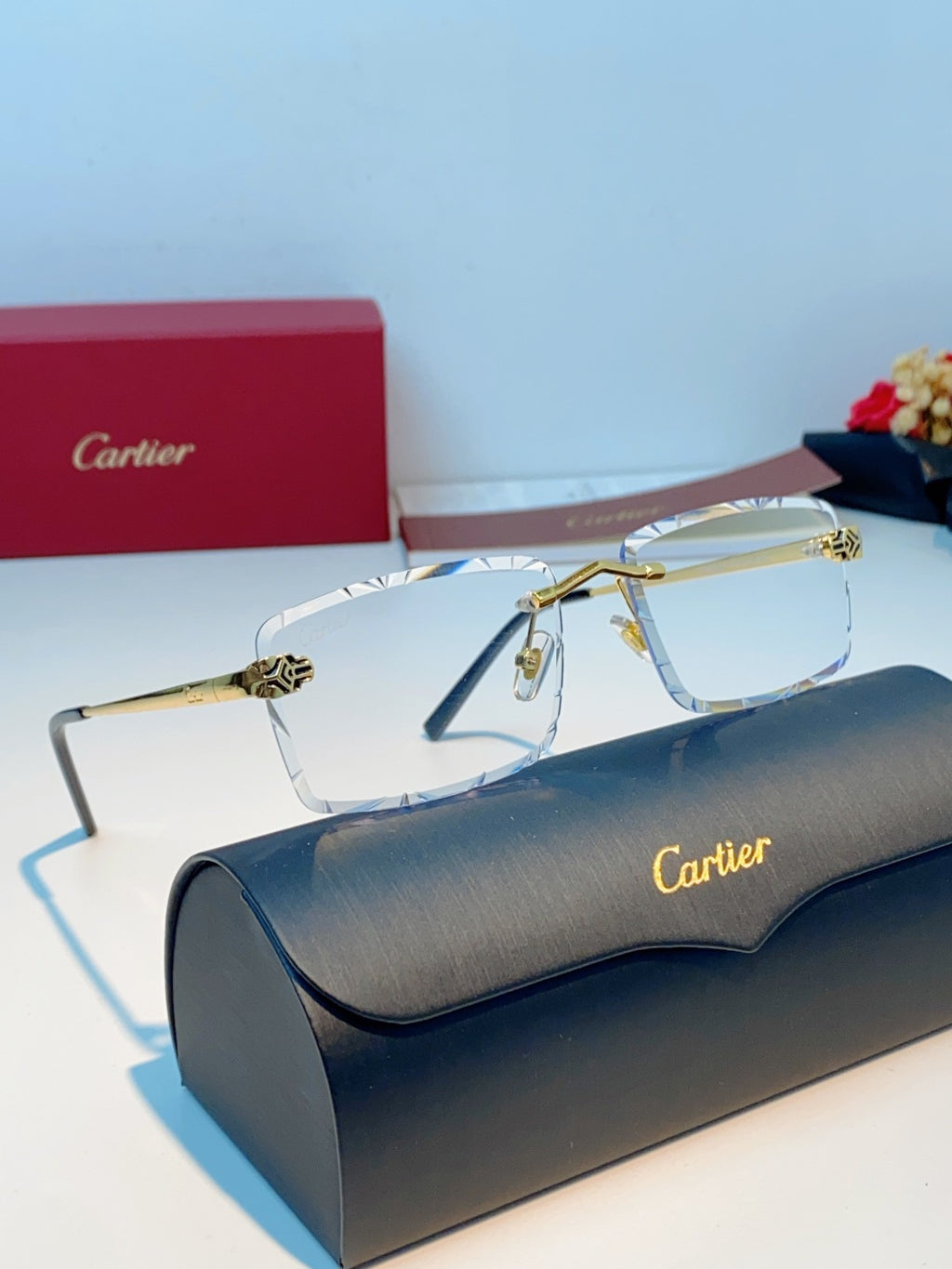 Cartier Lightweight Rimless Silver Lens Sunglasses for Men & Women - 487358 - detail image 10