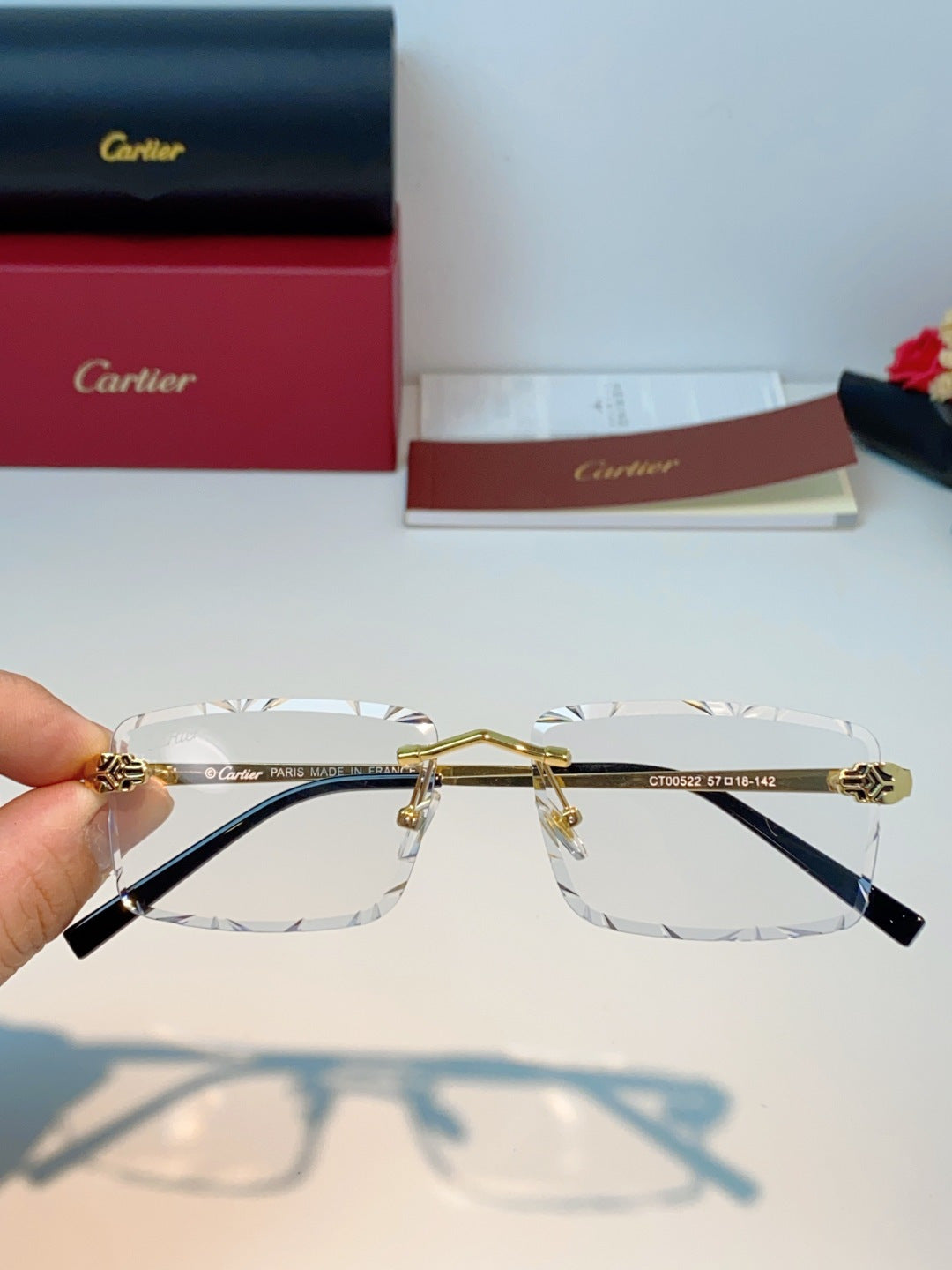 Cartier Lightweight Rimless Silver Lens Sunglasses for Men & Women - 487358 - detail image 4