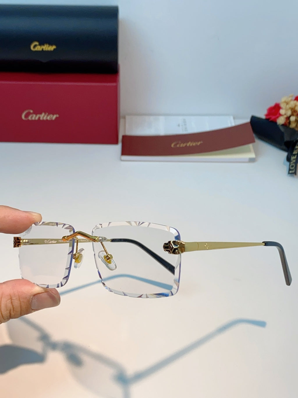 Cartier Lightweight Rimless Silver Lens Sunglasses for Men & Women - 487358 - detail image 6