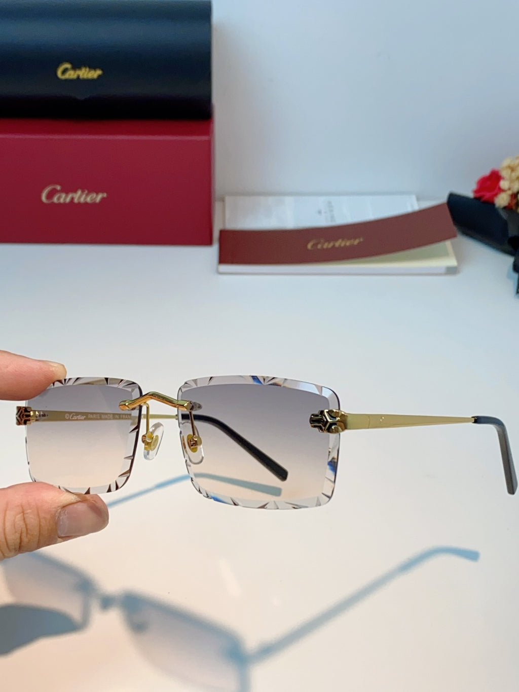 Cartier Lightweight Rimless Silver Lens Sunglasses for Men & Women - 487359 - detail image 6