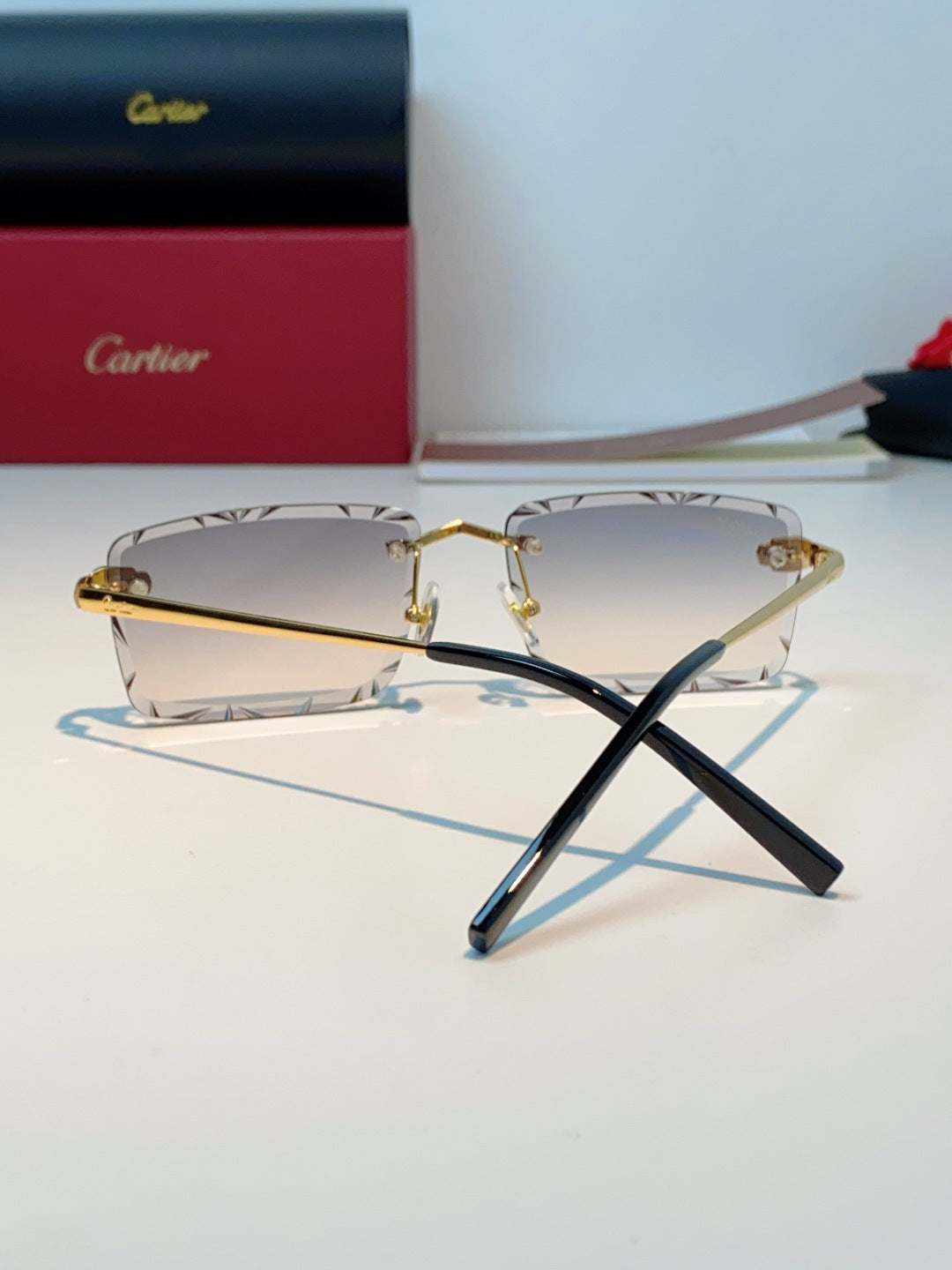 Cartier Lightweight Rimless Silver Lens Sunglasses for Men & Women - 487359 - detail image 3