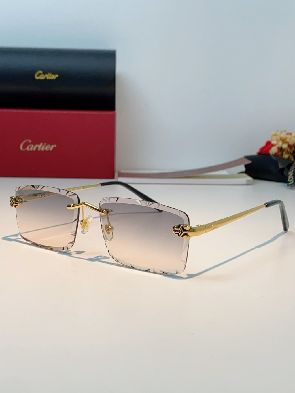 Cartier Lightweight Rimless Silver Lens Sunglasses for Men & Women - 487359