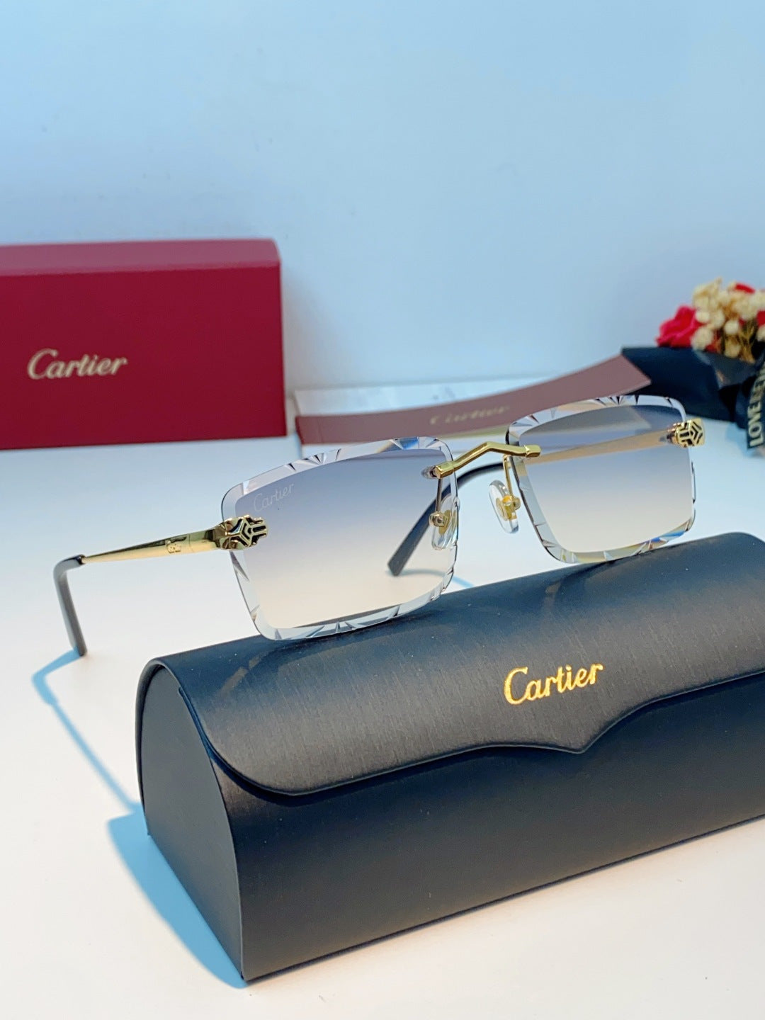 Cartier Lightweight Rimless Silver Lens Sunglasses for Men & Women - 487359 - detail image 10