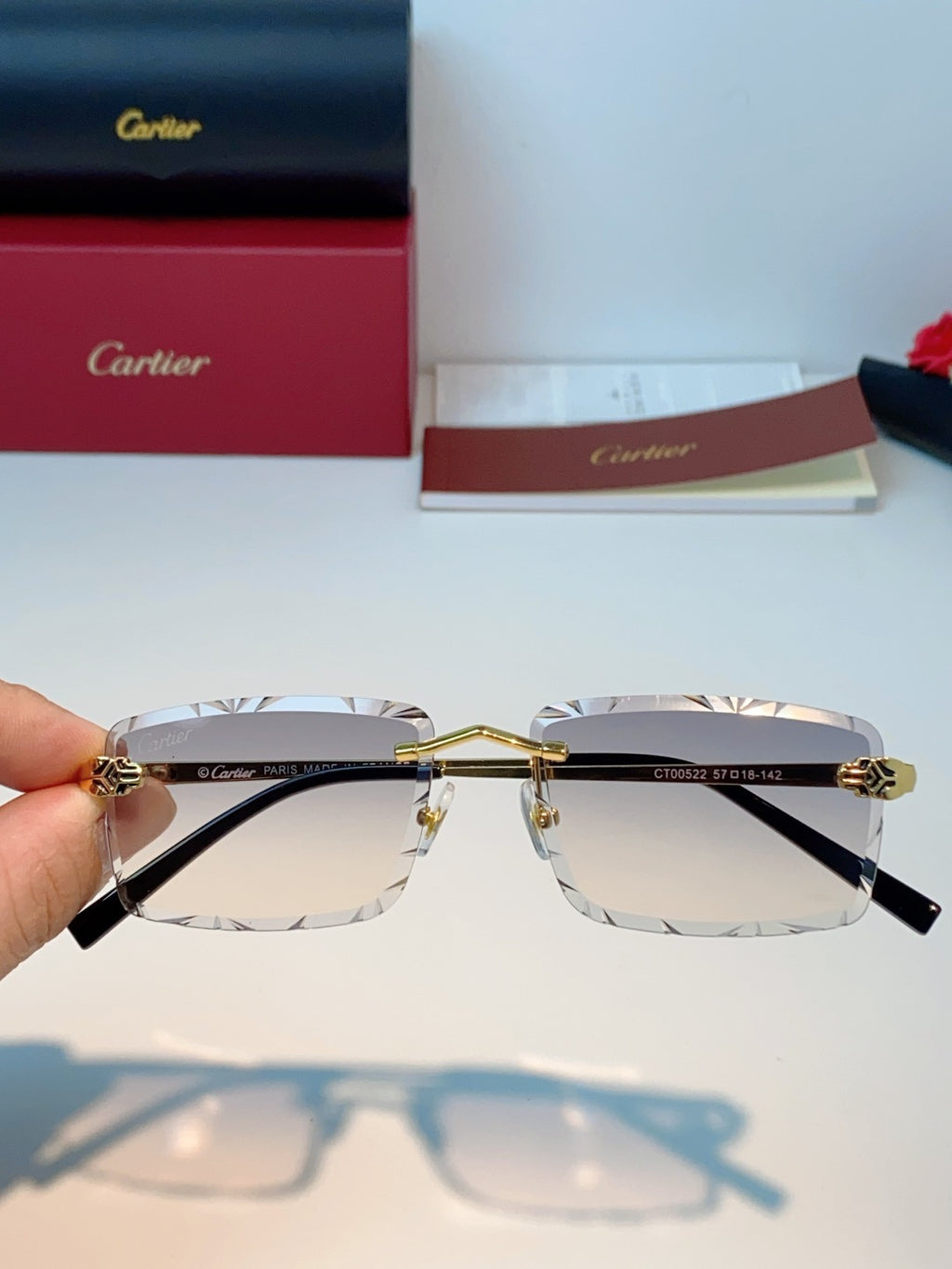 Cartier Lightweight Rimless Silver Lens Sunglasses for Men & Women - 487359 - detail image 4