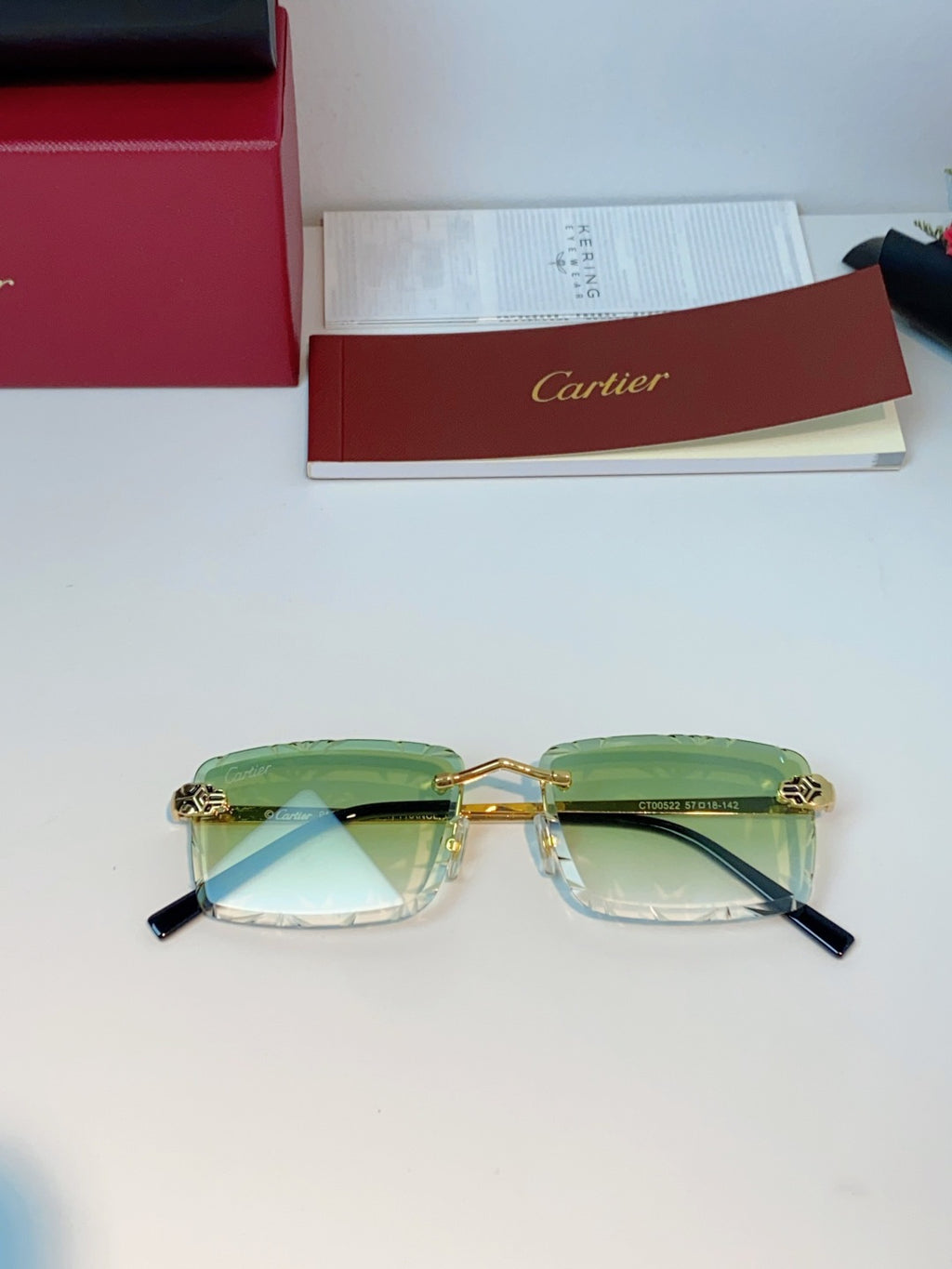 Cartier Lightweight Rimless Gold Lens Sunglasses for Men & Women - detail image 9