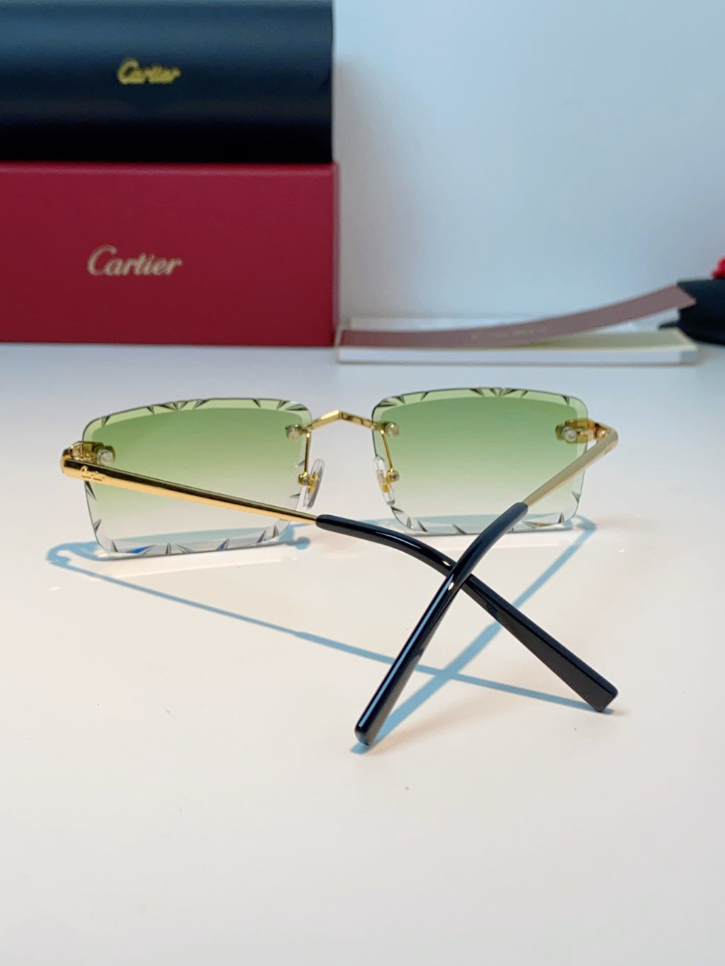 Cartier Lightweight Rimless Gold Lens Sunglasses for Men & Women - detail image 3