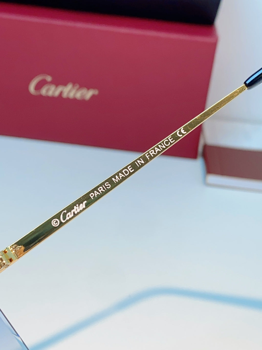 Cartier Lightweight Rimless Blue Lens Sunglasses for Men & Women - 487363 - detail image 8