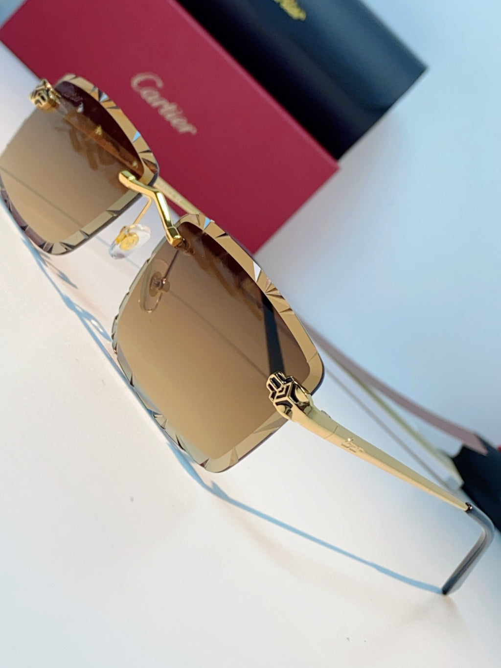 Cartier Lightweight Rimless Orange Lens Sunglasses for Men & Women - 487364 - detail image 7