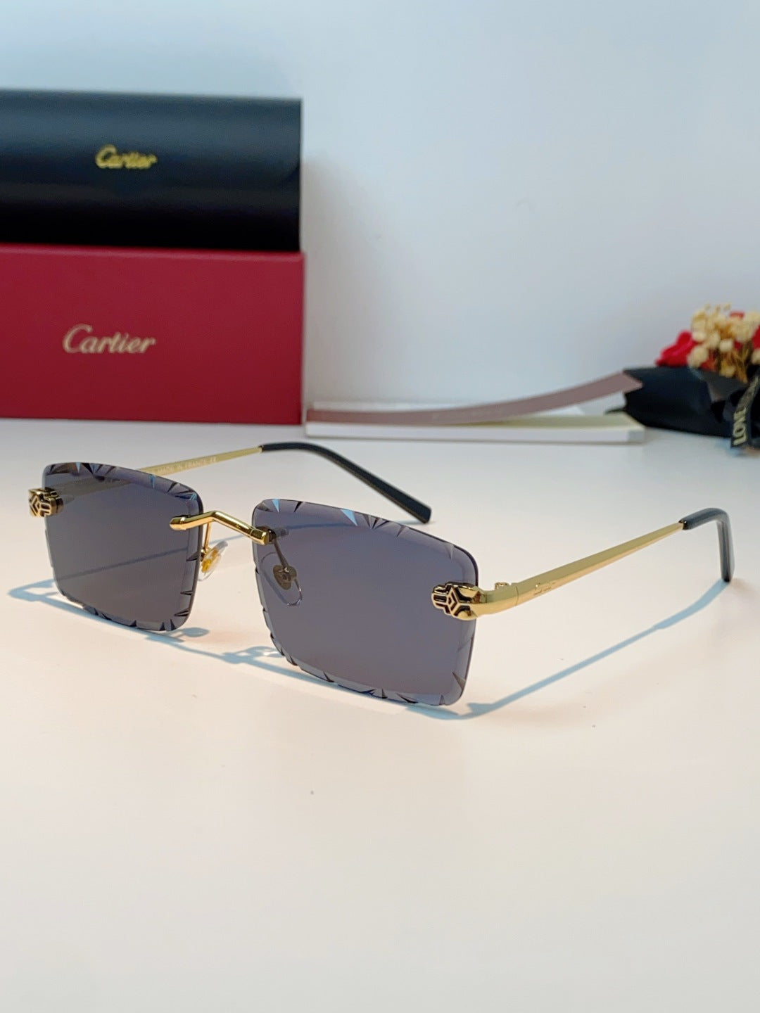 Cartier Lightweight Rimless Gray Lens Sunglasses for Men & Women - 487366