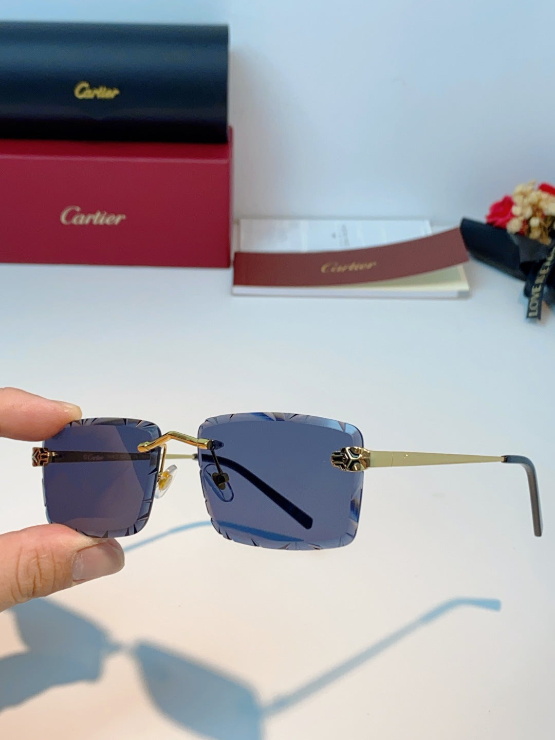 Cartier Lightweight Rimless Gray Lens Sunglasses for Men & Women - 487366 - detail image 6
