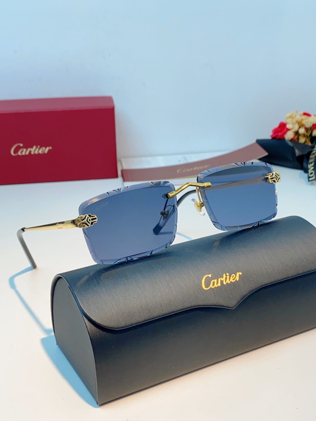 Cartier Lightweight Rimless Gray Lens Sunglasses for Men & Women - 487366 - detail image 10