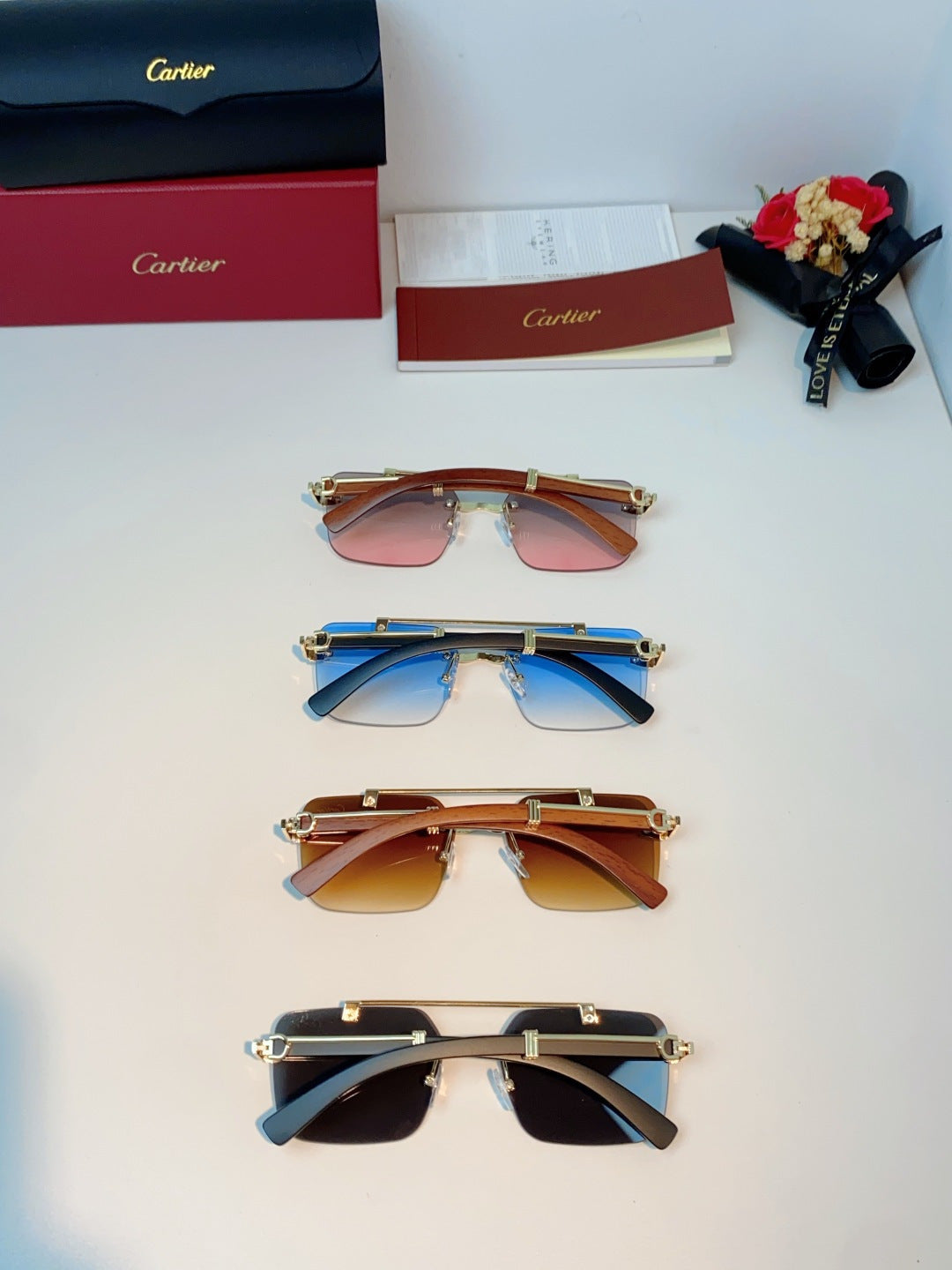 Cartier Lightweight Rimless Gray Lens Sunglasses for Men & Women - 487317 - detail image 11